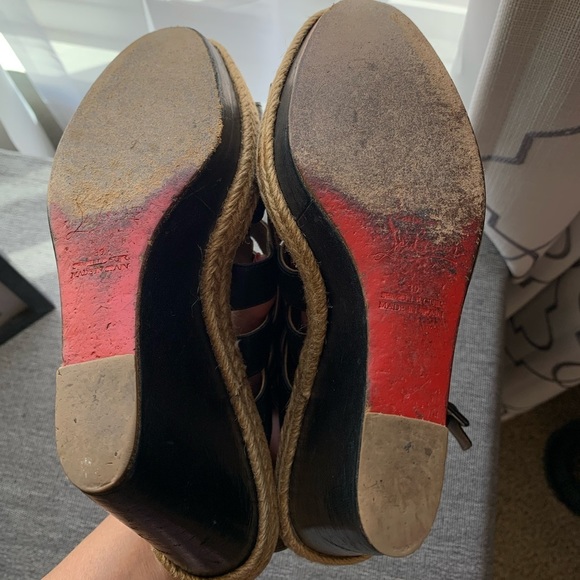 Christian Louboutin Black Barcelona Leather Wedge Sandal Size 39 - Picture 11 of 16